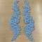 1 Pair 9.5" x 2" Each Side Beaded & Corded Floral Lace Applique Embroidered on 100% Polyester Net Mesh